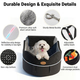 【Master Crafted for Medium Dogs】 PetDance 30% Extra Spacious Dog Car Seat, Brake Stabilized Pet Travel Seat with Reversible Cushion & Anti-Slip Base, Hazy Silver Gray