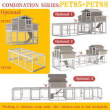 Large Chicken Coop Outdoor with Run, Expandable Hen House with 4 Nesting Boxes, Rabbit Hutch Poultry Bunny Cage for 2-4 Chickens with 4 Perches, Removable Tray and Ramp (56.3" L x 35.24" W x 52.8" H)