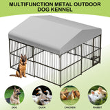Dog Kennel Outdoor 10x10x6 FT Heavy-Duty Metal Outside Dog Playpen with Waterproof Cover for Large & Medium Dogs, Secure Lock & Easy Assembly