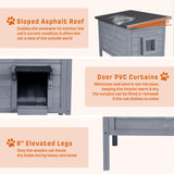 BRIOPAWS Heated Cat House for Outside | Insulated | Weatherproof | Outdoor Feral Cat Shelter for Winter | Escape Door | Foldable Ramp | Large Wooden Pet Houses for Multiple Cats | Grey