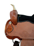Western Saddle Trail Horse Pleasure Barrel Racing Tooled Leather Cowboy Rodeo Saddles 15 16 17 18 (16 Inches, Cross Tooled)
