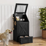 Dog Feeding Station with 2 Elevated Bowls, Dog Food Storage Cabinet with Pet Toy Organizer and Flip Top Pet Feeding Station,Hidden Pet Feeder Station