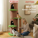MUTTROS Forest Cat Tree Tower with 4 Condos, 68.5" Tall Cat Tower with Flower Top Bed & Thick Scratching Post (φ3.8in) – Large Heavy Duty Tree that Looks Like a Tree for Indoor & Multi-Cat Households
