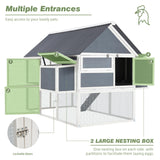 AECOJOY 84” Large Chicken Coop, Outdoor Wooden Hen House Poultry Cage Multi-Level Hutch w/ 2 Nesting Boxes, Ramps, Run, Wire Fence, Removable Tray for Easy Cleaning