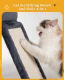 Aechonow 14'' Cat Tree Tower for Indoor Large Adult Cats, 20x16.5'' Big Perch Bed, Sisal Scratcher, Condo Cave for Small Medium Kittens, Dark Gray