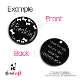 MiauCraft Lifetime 1Year Promise Personalized Engraved Cat & Dog Tag | Cat tag: Durable Stainless Steel. Custom Stylish Doble Sided Engraving | Pet Tag | Many Fonts & Design (Black Round)