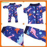 PetWarm Dog Pajamas, Dog Dinosaur Pajamas, Blue Pink Dinosaur Print, S