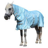 Gallopoff Summer Horse Fly Sheet with Detachable Neck & Belly Wrap, Breathable Fine Mesh Sweet Itch Protection for Stable & Pasture Turnout, Biting Defense & All-Day Comfort Shield Cyanblue 75"