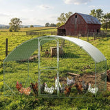 Garvee Large Metal Chicken Coop 6.5 ft Metal Chicken Run with Waterproof UV Resistant Cover & Double Doors, Walk-in Poultry Coop for Yard