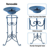 SMQLJXC Multifunctional Solar Bird Bath for Outside, Metal Birdbath Stand and Solar Fountain Bird Bath Bubbler Combo Set, Solar Birdbaths for Outdoors Garden Lawn Yard Decor（Blue）