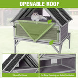GUTINNEEN 2-Story Heated Cat House for Outside Large Outdoor Insulated Cat House Weatherproof Cat Shelter with Insulated Liner, Heating Pad, Chewproof Cable, Escape Doors for 2-5 Feral Cats