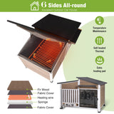 GUTINNEEN Large Heated Dog House Insulated Outdoor Weatherproof Dog Kennel with Safe Heating Pad, Chew-Proof Metal Frame, Rotatable Spill-Proof Bowl for Medium to Large Dog Breeds (Light Brown)
