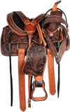 FEED N CARE Western Leather Horse Saddle Comfy Horse Seat Ranch Roping Saddle Tree Trail Racing Hand Tooled Comfort Barrel Tack Size 10 to 18 Inch Seat (Dark-Antique, 17" Inch)