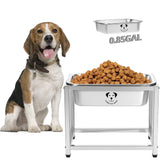 Elevated Dog Water Bowl, Stainless Steel Dog Bowl for Medium Large Dogs, Easy to Clean and Assemble for Outdoor Use 0.85 Gallons Bowl with Full Metal Stand Raised 10.23"