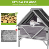 GUTINNEEN Outdoor Cat House Weatherproof Large Feral Cat Shelter with 2-Layer, Wooden Cat Condo with Balcony, Escape Doors and Openable Back Door for Multiple Cats Indoor