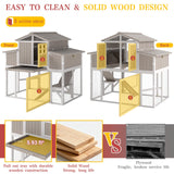 Large Chicken Coop Outdoor with Run, Expandable Hen House with 4 Nesting Boxes, Rabbit Hutch Poultry Bunny Cage for 2-4 Chickens with 4 Perches, Removable Tray and Ramp (56.3" L x 35.24" W x 52.8" H)