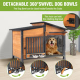 GUTINNEEN Large Heated Dog House Outdoor Insulated Dog Kennel Weatherproof with Safe Heating Pad, Chew-Proof Metal Frame, Rotatable Spill-Proof Bowl for Large Dog Breeds, 39.7" L x 25.5" W x32.2 H