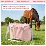 Abbylike 15 Pieces Horse Grooming Kit with Organizer Tote Bag Tack Room Supplies Horse Brush Sets Care Equine Cleaning Kit Shedding Grooming Massaging Tools(Pink and Grey)