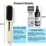 2-in-1 Electric Pet Grooming Brush with Coconut Oil Conditioner Spray, Professional Hair Styling Tool for Medium and Long Haired Dogs and Cats, Quick Hair Styling & Removing Loose Fur Knots