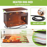 Heated Dog House Outdoor 59.1" Extra Large 100% Insulated Dog Kennel with Liner Keep Warm in Winter,All Around Metal Frame Dog Cage