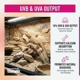 Arcadia T5 UVB Reptile Light Fixture Kit 34" Long 39 Watts 14% UVB Dragon – Complete UVB Light for Reptiles, Turtles, Snake, Bearded Dragon Lamp, Long Lasting Easy to Use Professional Lighting
