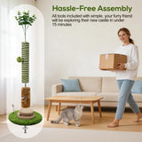40'' Tall Cat Scratching Post Indoor for Large Cats, 3.5" Thick Natural Sisal Rope Cat Scratcher, Sturdy Indoor Cat Scratching Posts with Interactive Play Balls for Adult Cats Kittens