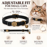 Retro Cat Collar with Brass Bell, Breakaway Adjustable Pet Collar