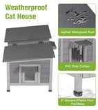 GUTINNEEN Heated Cat House for Outside, Insulated Cat House Outdoor Weatherproof with Bite-Resistant Wires, Electric Heating Mat, 2 Access Doors & Openable Roof