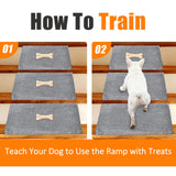 Dog Stair Ramp for Small Dogs & Cats – Non-Slip Pet Stair Wedge with Gentle Slope, High-Density Foam Ramp for Senior Pets, Washable Cover & Secure Adhesive Pads (Gray, 1 Pack)