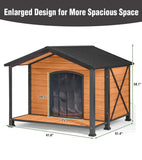 MEDEHOO Extra Large Heated Dog House Outdoor Dog House Insulated for Winter with Heating Pad Full Iron Frame Asphalt Roof for Backyard Garden