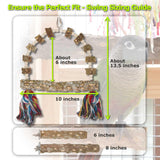 Bird Perch Swing, Large Natural Wood Parrot Toys, 1PC Parrot Swing and 2PCS Perches, Bird Cage Accessories