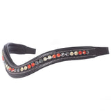 Exion Horse Browband for English Bridle | Curved Shape Padded Equestrian Browband for Show & Dressage | Hyacinth, Jonquil, Jet Hematite Crystal Browband for Horses