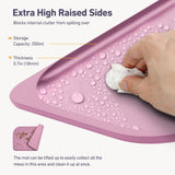 Silicone Pet Feeding Mat with Metal Ring, Waterproof, 23x15 in, Pet Feeding Mats, Raised Edges to Prevent Spills, Dogs and Cats Placement Tray to Stop Food and Water Bowl Messes (Pink, 23x15 in)