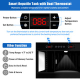 120 Gallon PVC Reptile Terrarium - Extra Large Reptile Tank with Intelligent Thermostat, Front Opening Bearded Dragon Tank Enclosure 47"x24"x24" with Carpet Mat and Sliding Door Handle for Snake Gecko