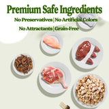 Qiliwiki Turtle Food, 5 in 1 Meat Turtle Treats - Natural Freeze-Dried Chicken & Duck & Cod & Chicken Liver & Grasshopper - Human-Grade Real Meat - High Protein, 3oz