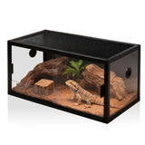48-Gallon Acrylic Reptile Terrarium 36”x18”x18” – Durable Reptile Tank with Heat-Resistant Aluminum Frame, Smooth Dual Swinging Doors (No Sand/Debris Clogging) – Ideal for Lizards, Snakes & Geckos.