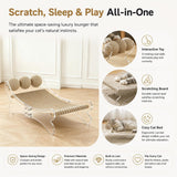 CLOUDPET Sisal Cat Scratcher Bed Hammock with Clear Acrylic Frame Sisal Roller Toy for Indoor Cats, Natural Sisal Scratching Pad Lounge Chair, Durable Cat Scratch Post Furniture for Large Cats