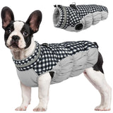 FUAMEY Dog Coat for Medium Dogs,Waterproof Dog Winter Jacket with Harness Built in Puppy Cold Weather Coats Reflective Pet Vest with Zipper Warm Fleece Dogs Snowsuit Windproof Checkerboard M