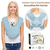 AnccoPlus Dog Carriers for Small Dogs, Front Facing Dog Sling Carrier, Hands Free Cat Carrier, Size Adjustable, Reducing Back Pain, Premium Cotton, Safe and Soft Dog Carrier (Regular, Baby Blue)
