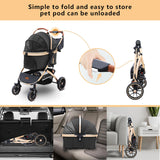 Pettingzoo Dog Stroller with Removable Carrier Foldable Pet Stroller,60 lbs
