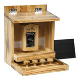 MIXXIDEA Wooden Squirrel Feeder with Camera, Smart Squirrel Feeder with Solar Panel, AI Identification, 2K HD+ Video, Cloud Storage, Large Capacity, Ideal for Squirrel Lover, 32G SD Card