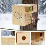 INRLKIT Extra Large Squirrel Boxes for Outside with Exterior Porch, Large Squirrel House for Outside, Wooden Squirrel Nesting Box for Chipmunks and Small Animals, Easy Assemble