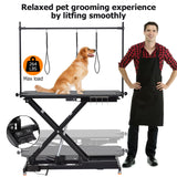 Upgraded 47” Electric Dog Grooming Table, 9"- 40" Height Adjustable Heavy Duty Electric Grooming Table with Anti Slip Tabletop, 3 Grooming Noose, for Dogs&Cats, Black