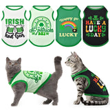 LyssKMK 4 Pack St. Patrick's Day Dog Shirts Shamrock Rainbow Bridge Tank Tops for Small Medium Dogs Lucky Green Beer Pattern Sleeveless Vests for Cats Puppies S