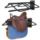 MIYABALA 2 Pack Saddle Rack with Pad Bar for Horse, Heavy Duty Wall Mounted Saddle Rack Stand Detachable for English Western Saddles Horses Blanket, Accessories Storage