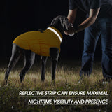 FUAMEY Dog Coat for Large Dogs,Waterproof Dog Winter Jacket with Harness Built in Puppy Cold Weather Coats Reflective Pet Vest with Zipper Warm Fleece Dogs Snowsuit Windproof Yellow 2XL