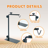 GVWRATW Reptile Lamp Stand, Adjustable 15.5-35 Inch Floor Light Holder for Heat Lamp & Dome, Metal Bracket for Terrarium Lighting & Heating.