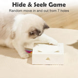 Interactive Cat Toys -Migibox for Indoor Bored Cats, Automatic Pop Out Feathers from 7 Holes Randomly, Motion Activated, USB Rechargeable (Purple Skin)