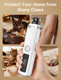 Ckin pet Dog Nail Grinder, Quiet Electric Dog Nail Trimmer with 2 LED Lights, 3-Speed Pet Nail Grinder for Dogs & Cats, Rechargeable 2000mAh Nail Grinder for Small Medium Large Dogs with Light, White