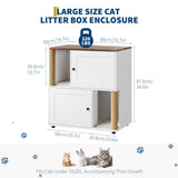 Double Layer Cat Litter Box Enclosure for 2 Cats, Hidden Litter Box Furniture with Cat Scratching Post and Board, 2 Story Wooden Cats Washroom or Bed, Pet House End Table for Living Room Balcony